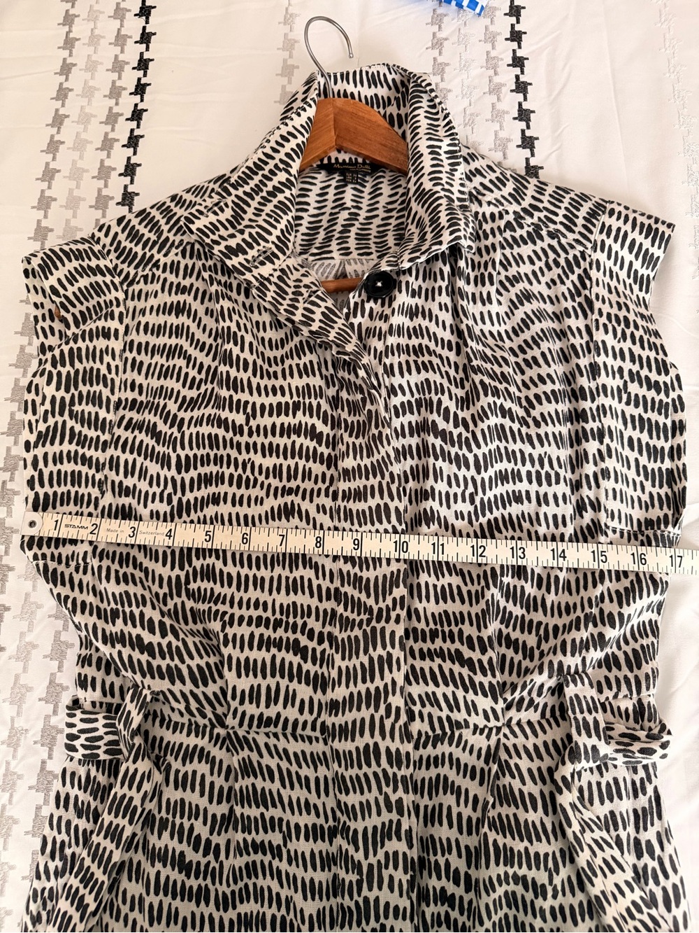 Massimo Dutti Stylish White/Black Sleeveless Linen High-Neck Jumpsuit tie belt - Picture 10 of 13